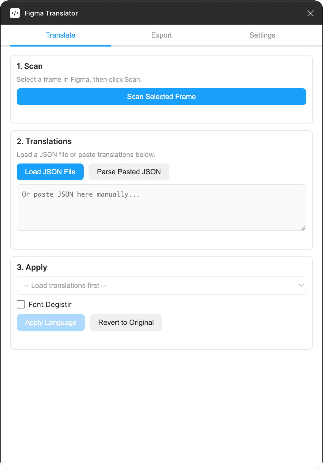 Figma Translator – User Interface